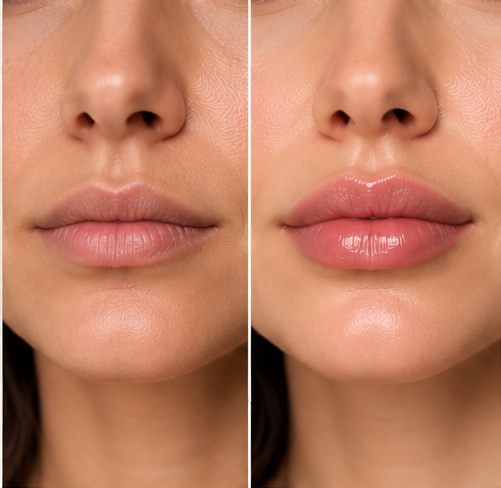 AI-generated Aurelle Wellness illustrative aesthetic concept: Natural Lip Enhancement
