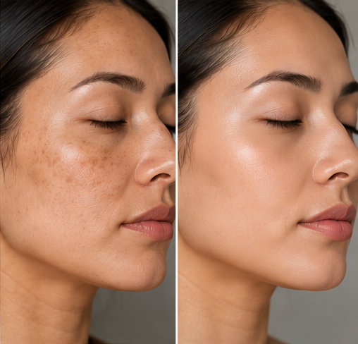 AI-generated Aurelle Wellness illustrative aesthetic concept: Skin Tone & Texture Renewal