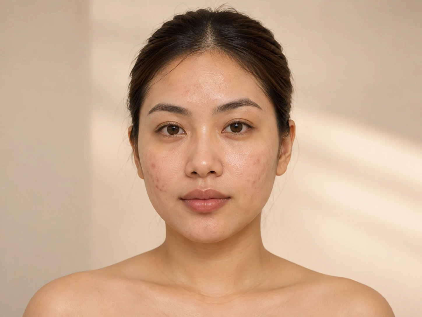 Illustrative before: skin with visible texture