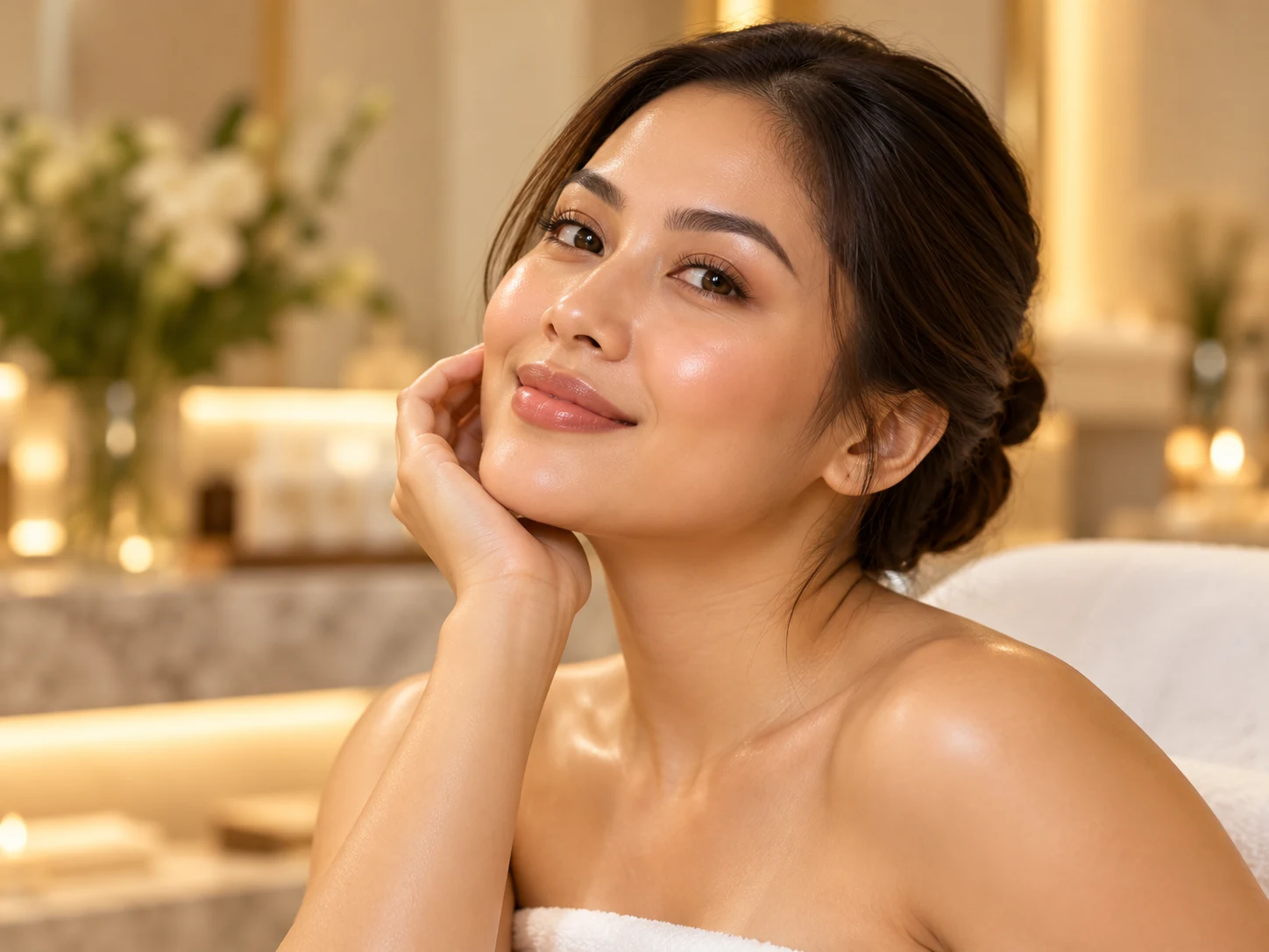 Smiling woman with radiant skin