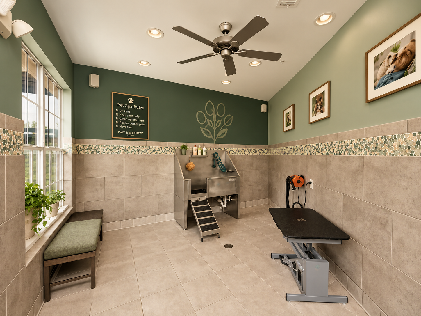 Bright Paw & Meadow grooming salon interior
