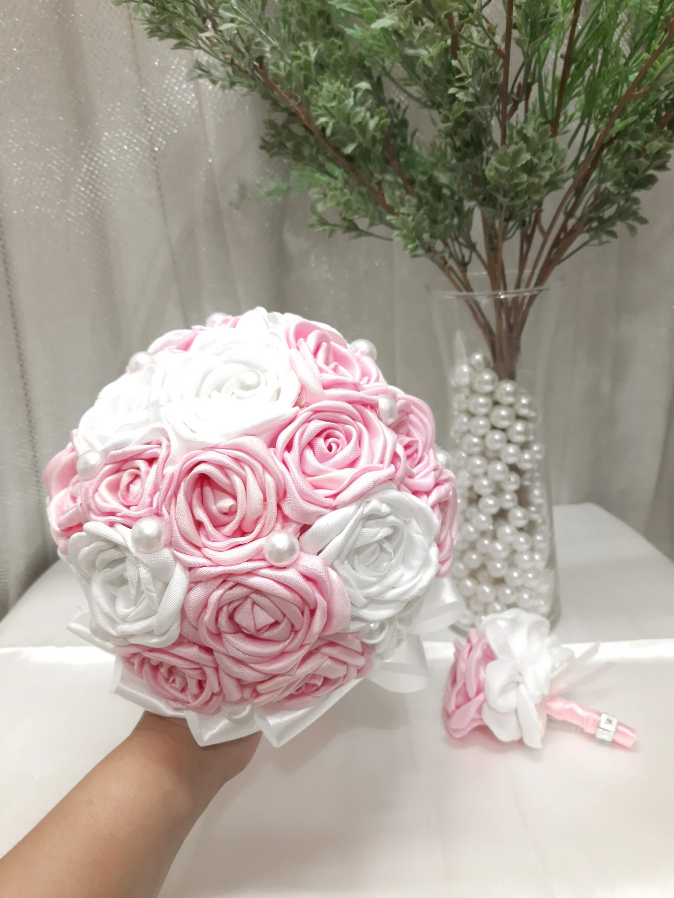 Princess bouquet with soft pink and ivory roses