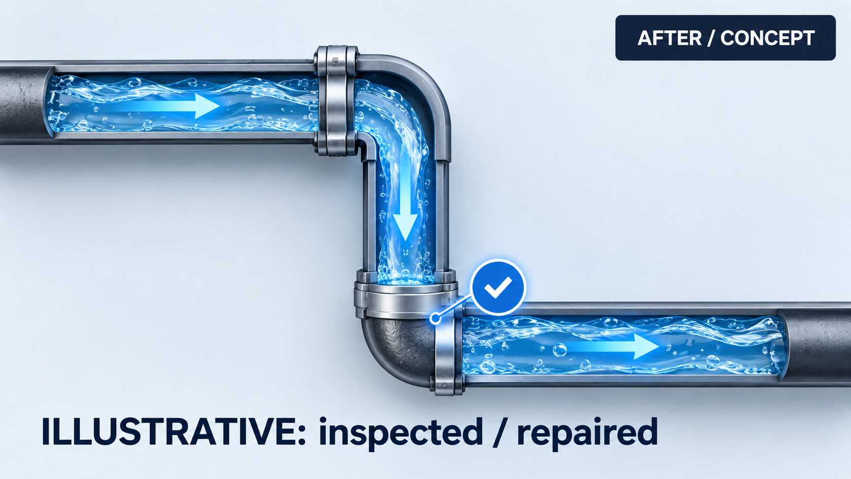 Illustrative repaired plumbing pipe concept