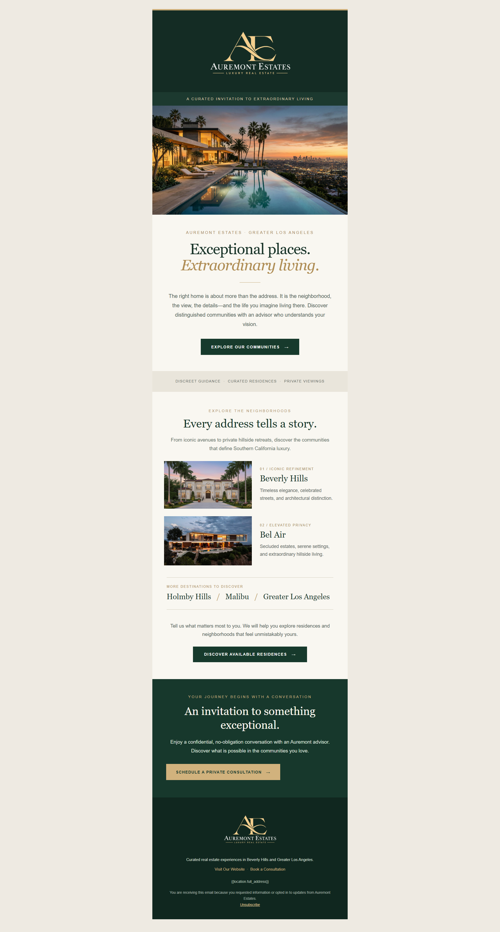 Discover Exceptional Communities | Auremont Estates email template preview
