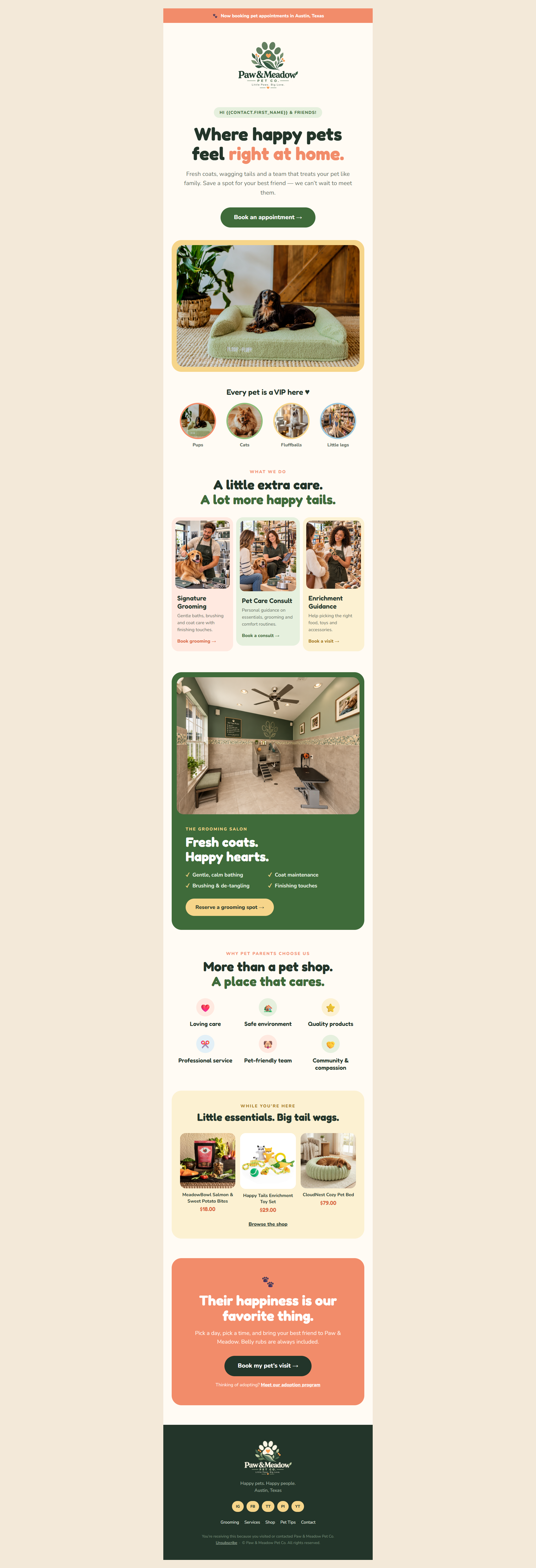 A little more love in every paw print | Paw & Meadow Pet Co. email template preview