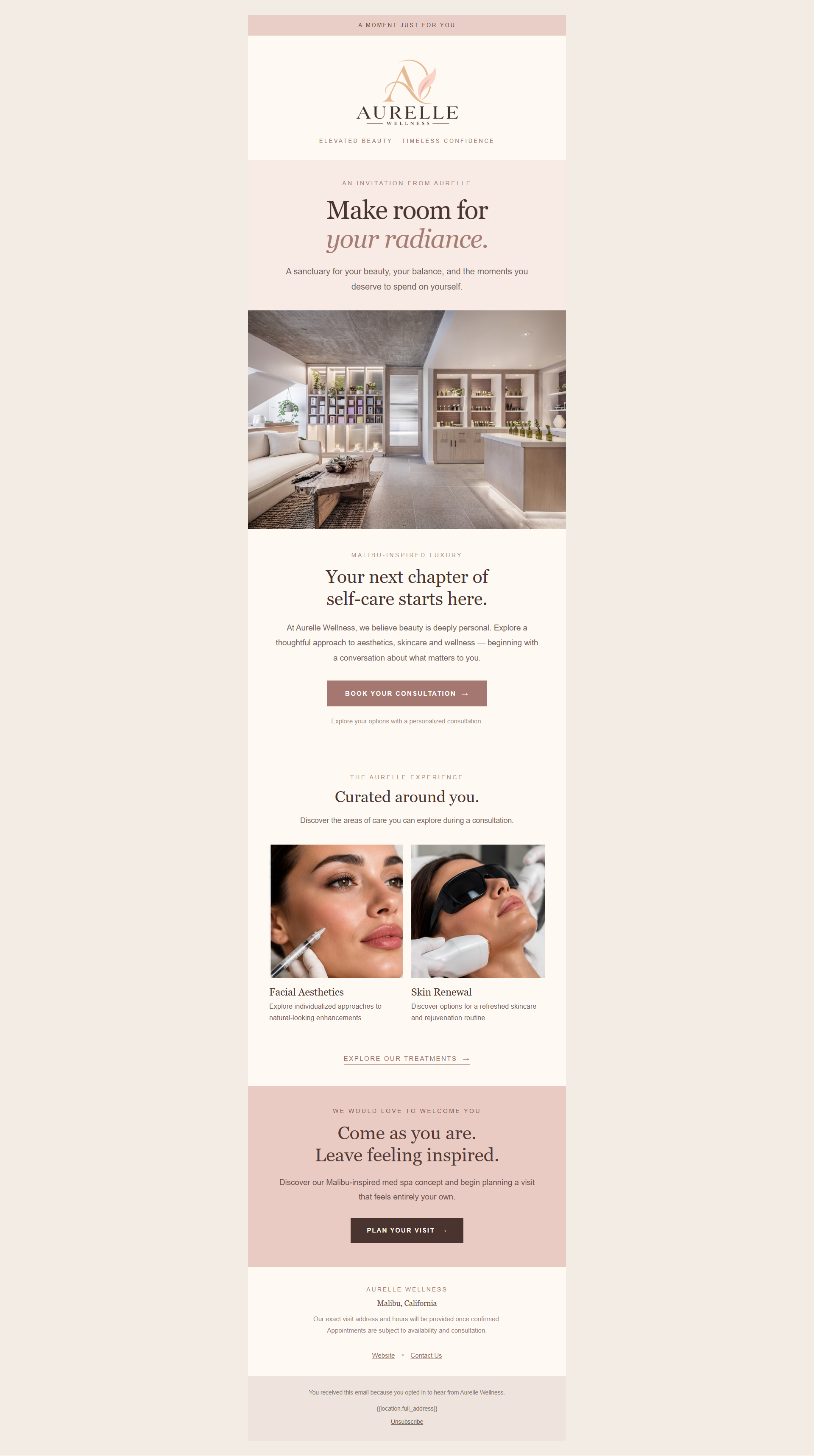 Aurelle Wellness | An Invitation to Renew email template preview