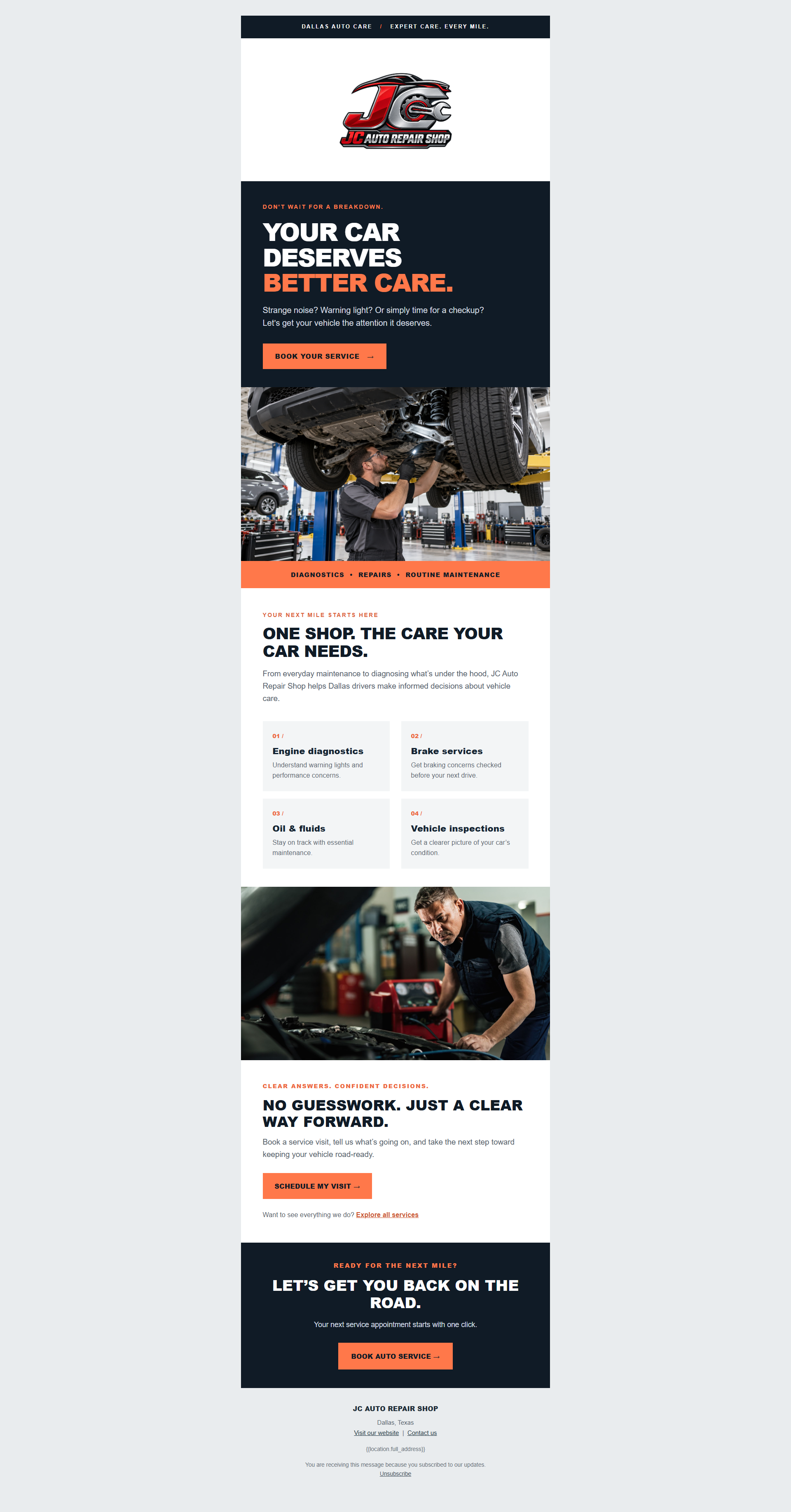 JC Auto Repair Shop | Get Road-Ready email template preview
