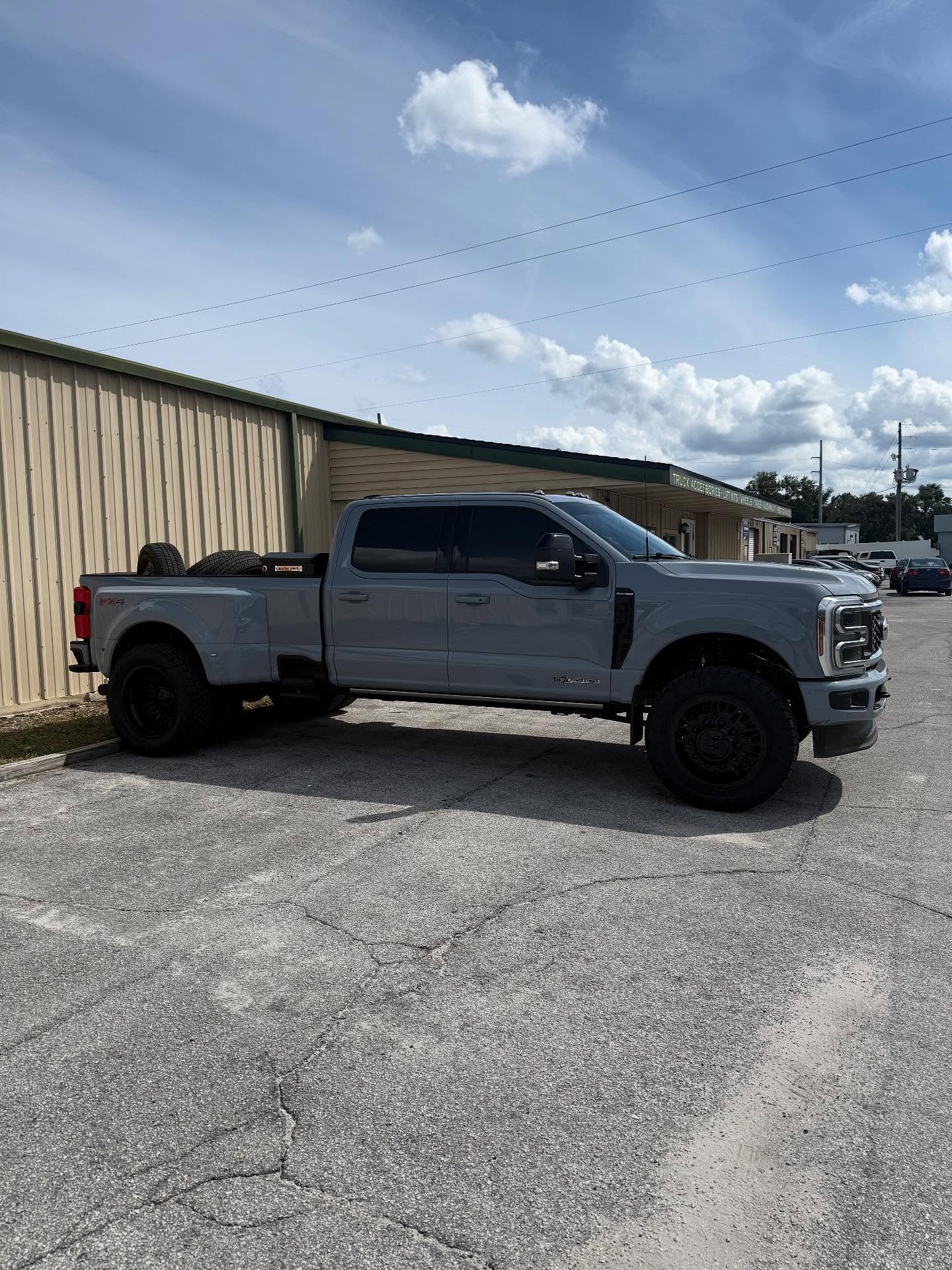 Gray Ford F-350 dually, built at Top Trucks of Central Florida in Longwood, FL