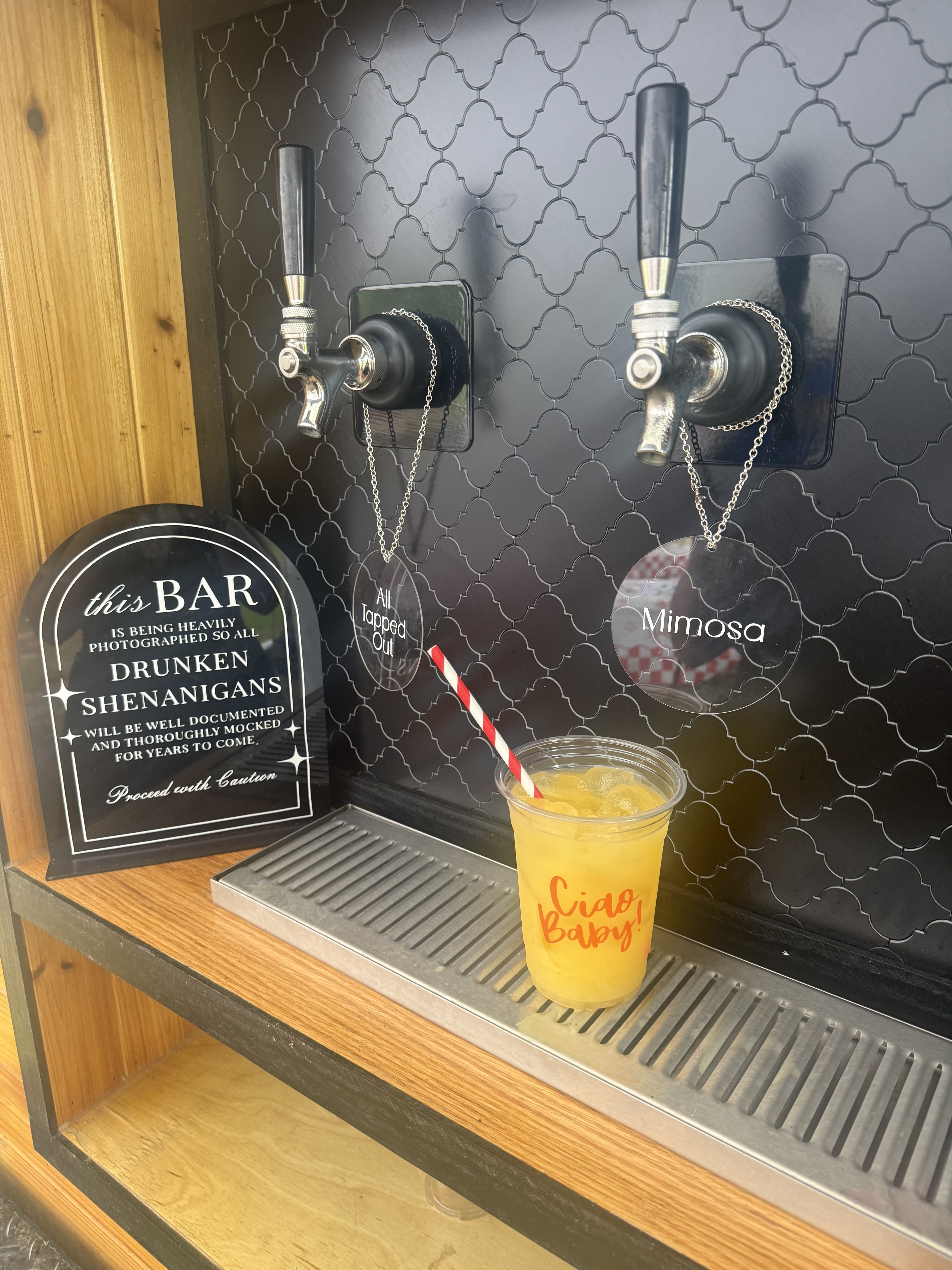 Draft beer flowing from custom keg system