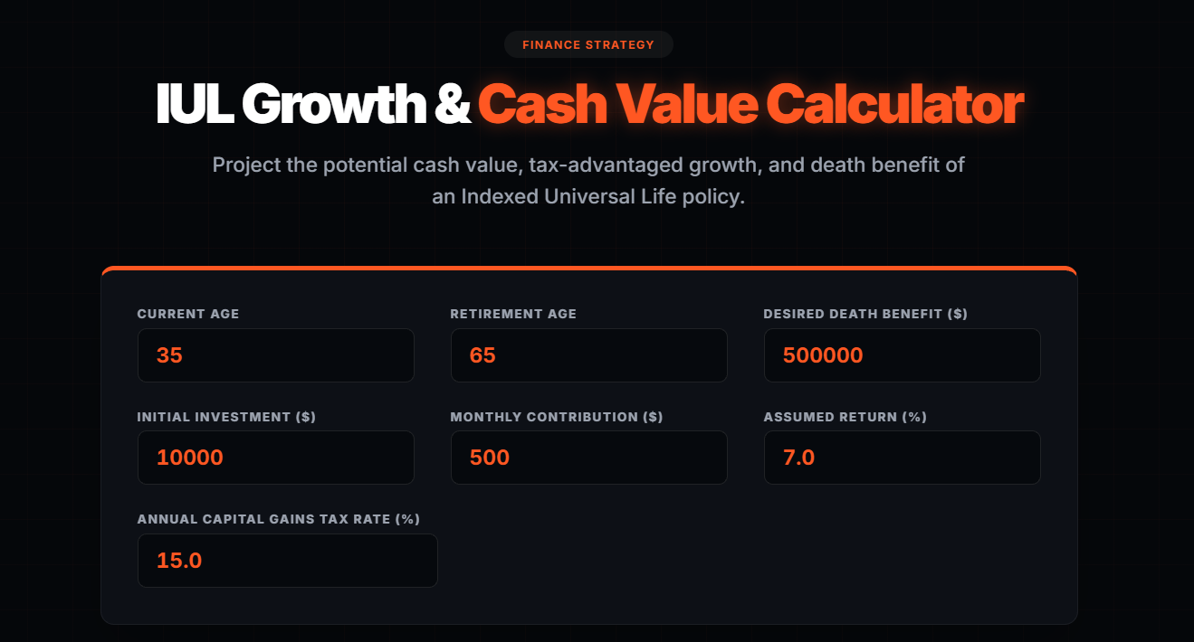 IUL Growth & Cash Value Calculator | 12 Crowns Finance