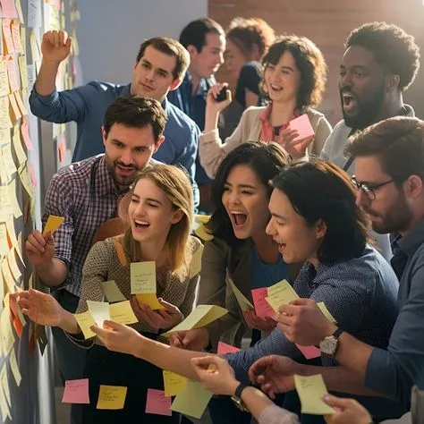 Group of diverse people smiling and talking together in a low sensory ambient social gathering