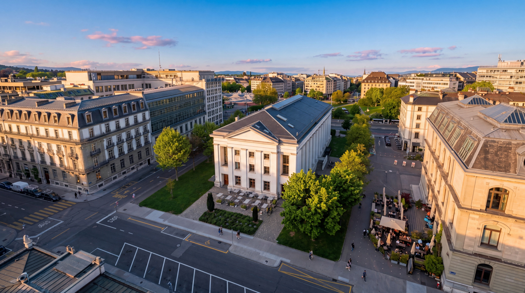 Vue aérienne du restaurant L'Olivier du Sacré-Cœur à Genève