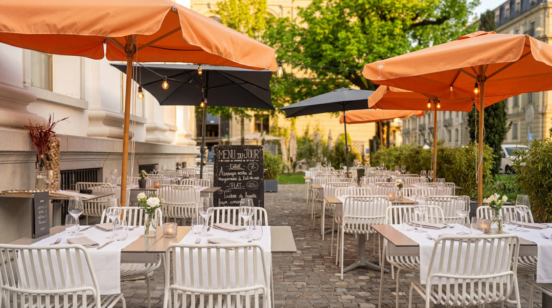 La terrasse de L'Olivier du Sacré-Cœur en plein jour