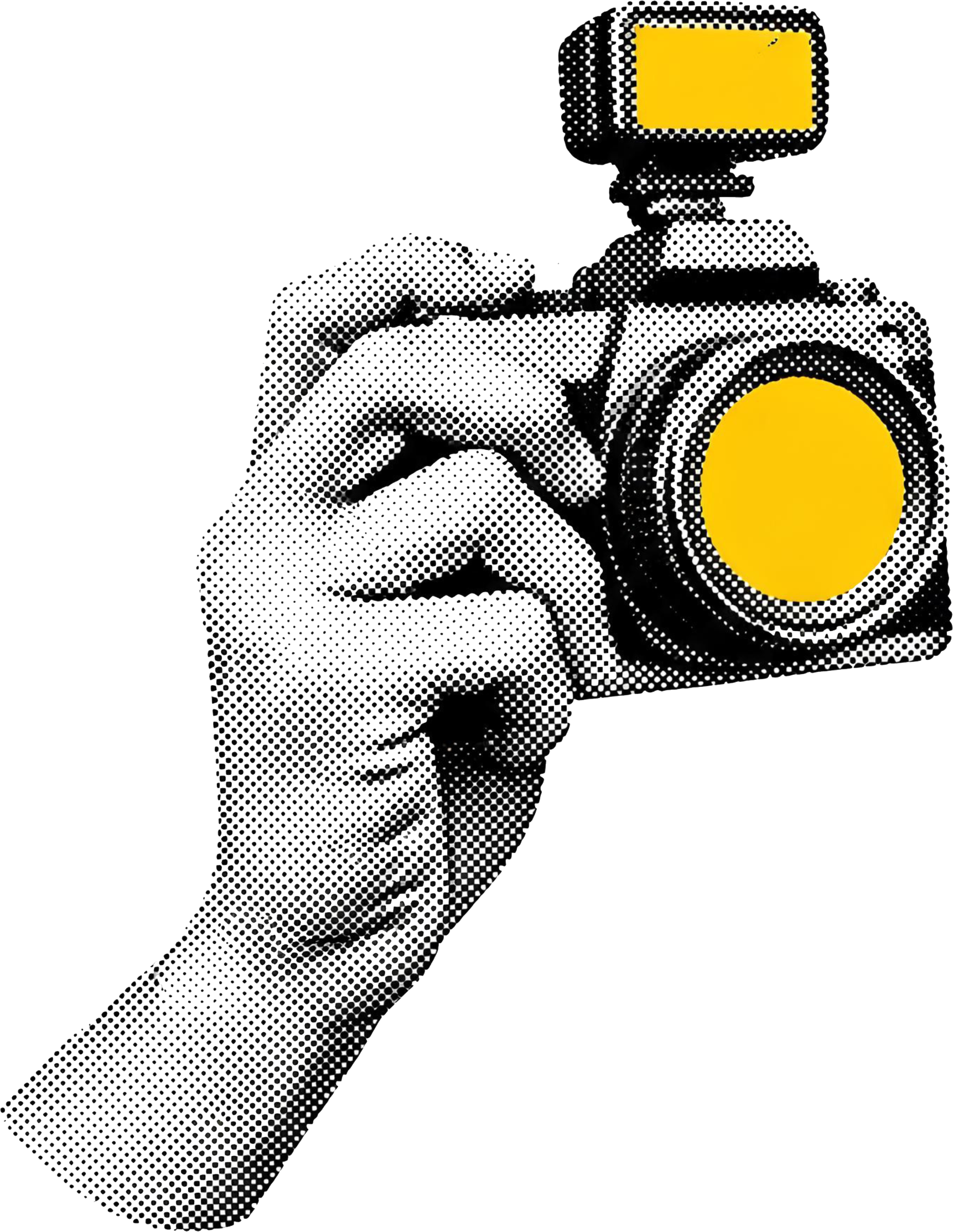 Camera hand yellow graphic