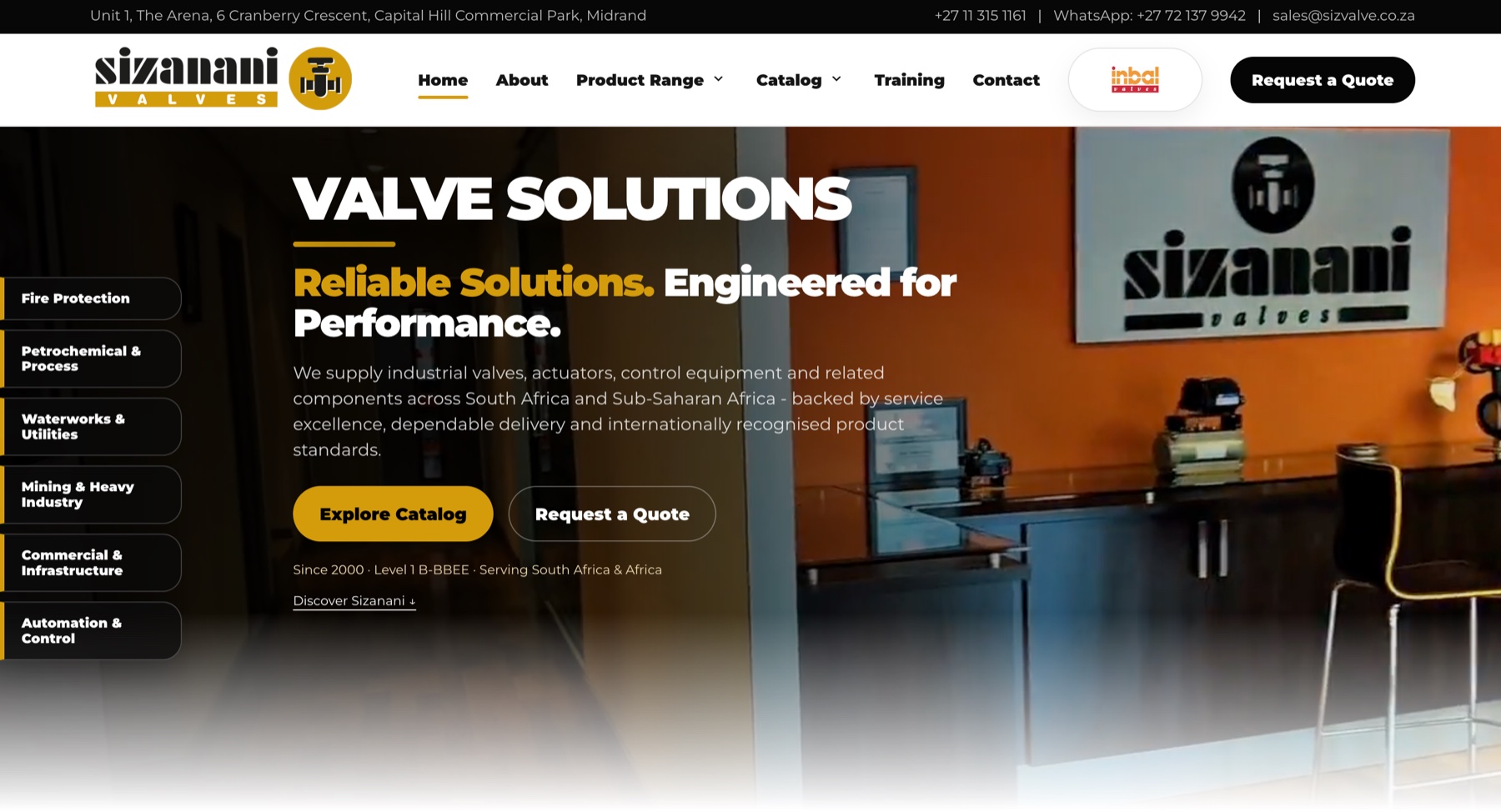 Sizanani Valves website design preview