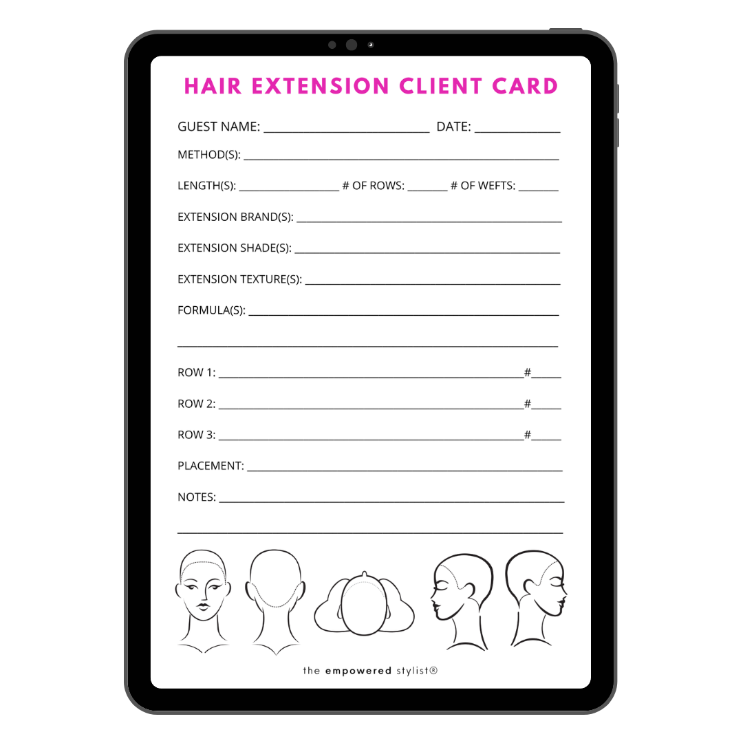 Hair Extension Client Card
