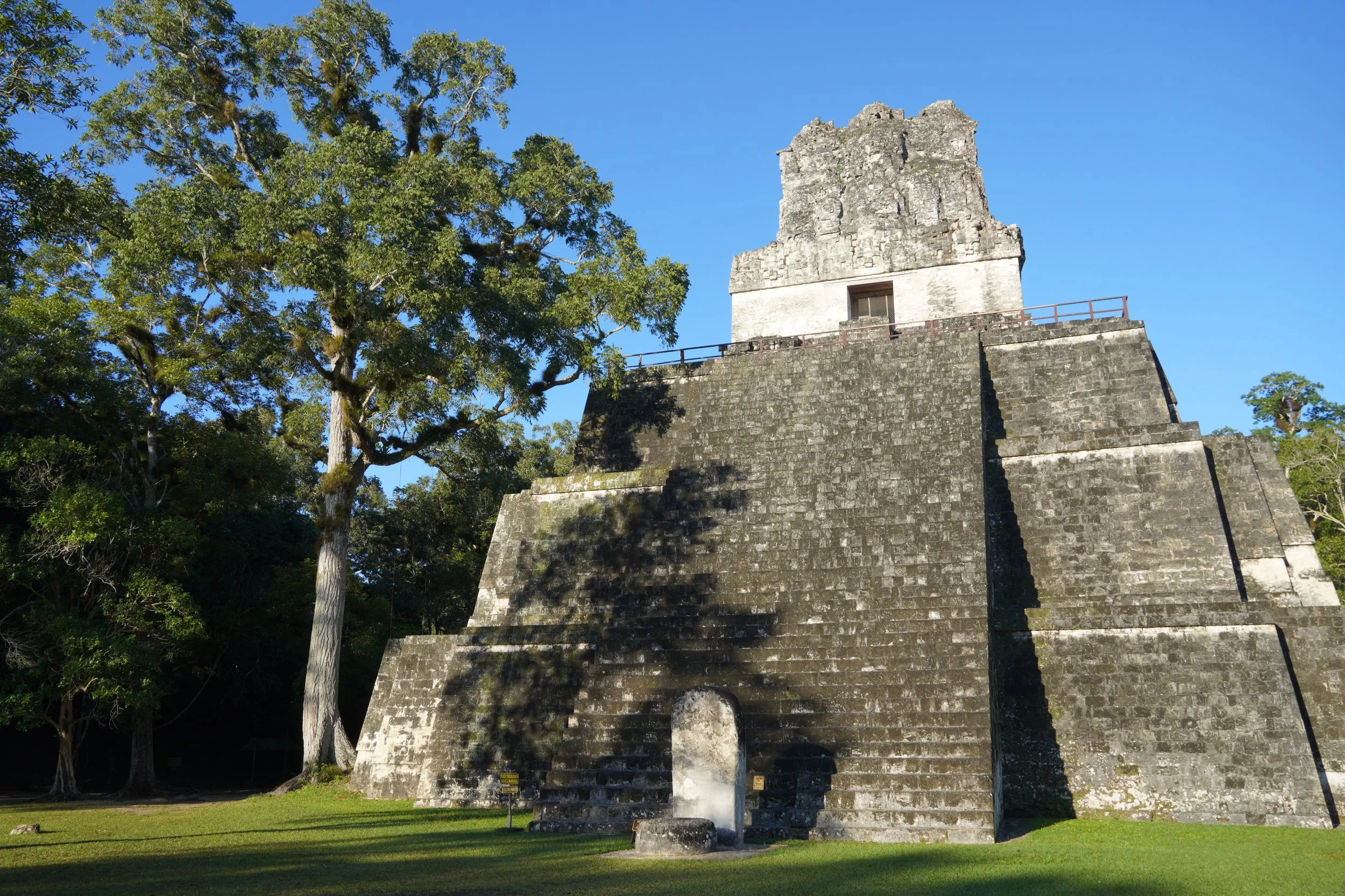 The towering pyramid stands tall in Tikal, in the region of Peten Guatemala