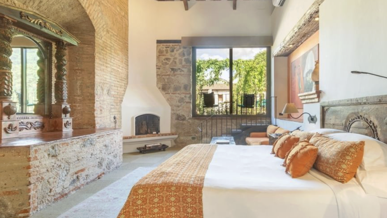 A bedroom at Casa Santo Domingo, one of the best boutique hotels Antigua 