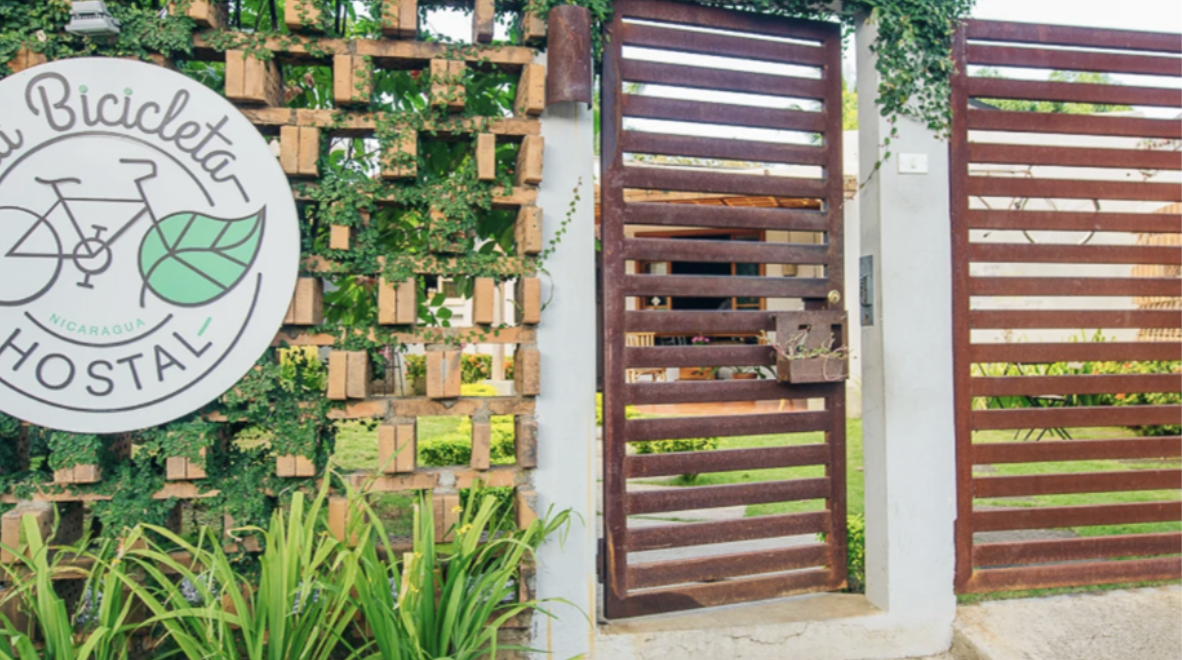 The outdoor entrance to a hostel in Nicaragua