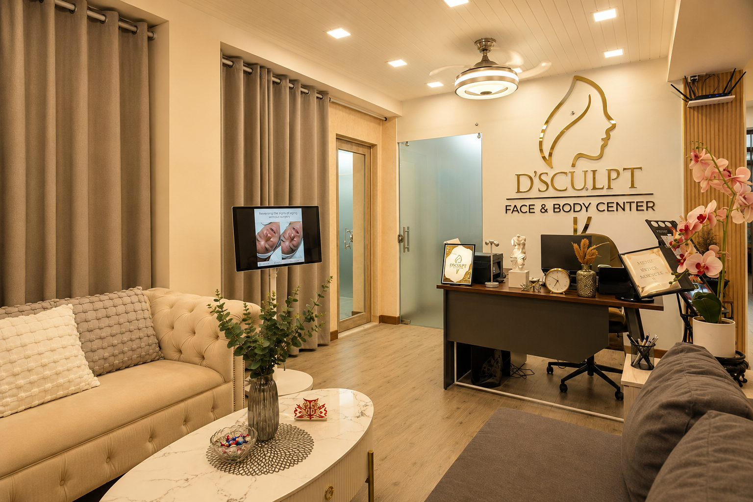 The reception area at D'Sculpt Face & Body Center in Cebu City. The reception area at D'Sculpt Face & Body Center in Cebu City.