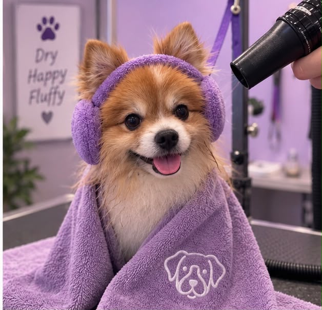 Dog blow-dry at Willow's Groomer, Oviedo FL