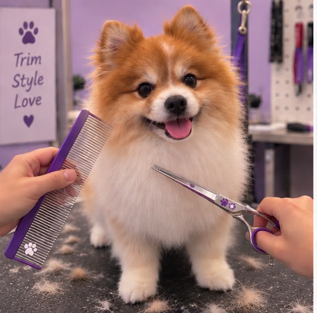 Dog getting a trim at Willow's Groomer