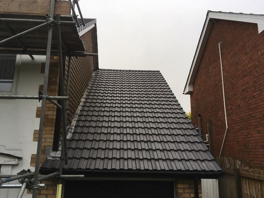 Sheet roofing installed on an outbuilding
