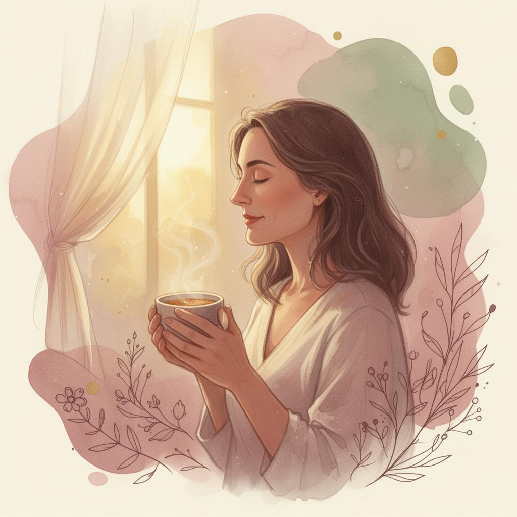 A woman finding stillness near a sunlit window
