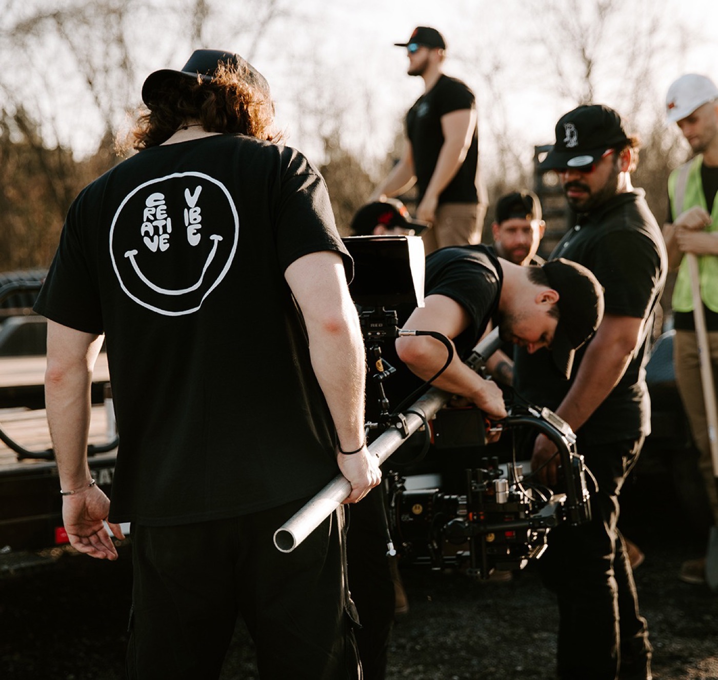 Crew setting up a shot
