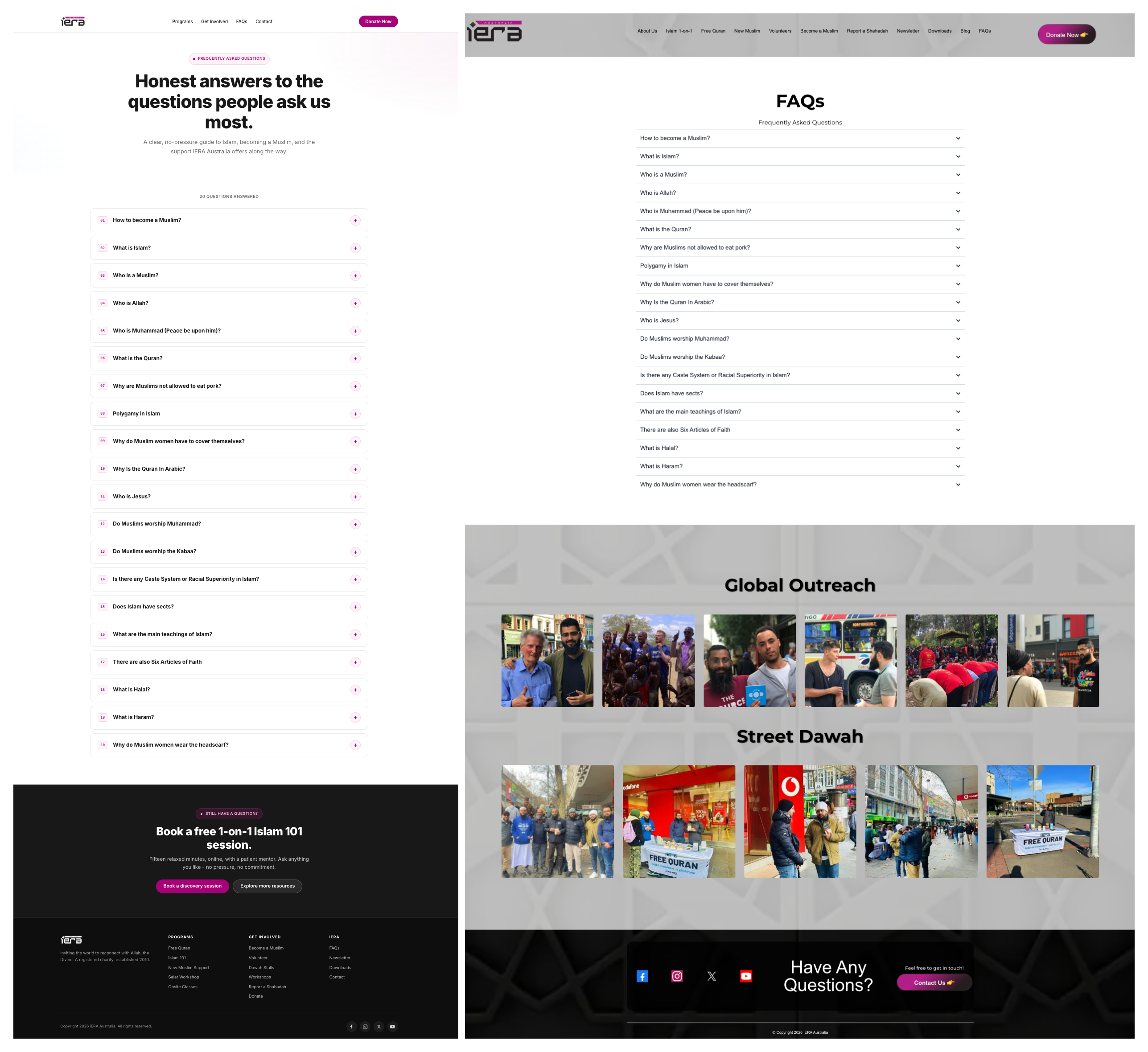 iera.au FAQ page before and after Pancake Pixels redesign