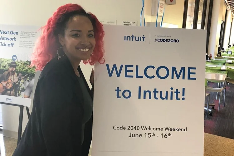 Kiara speaking at Intuit event