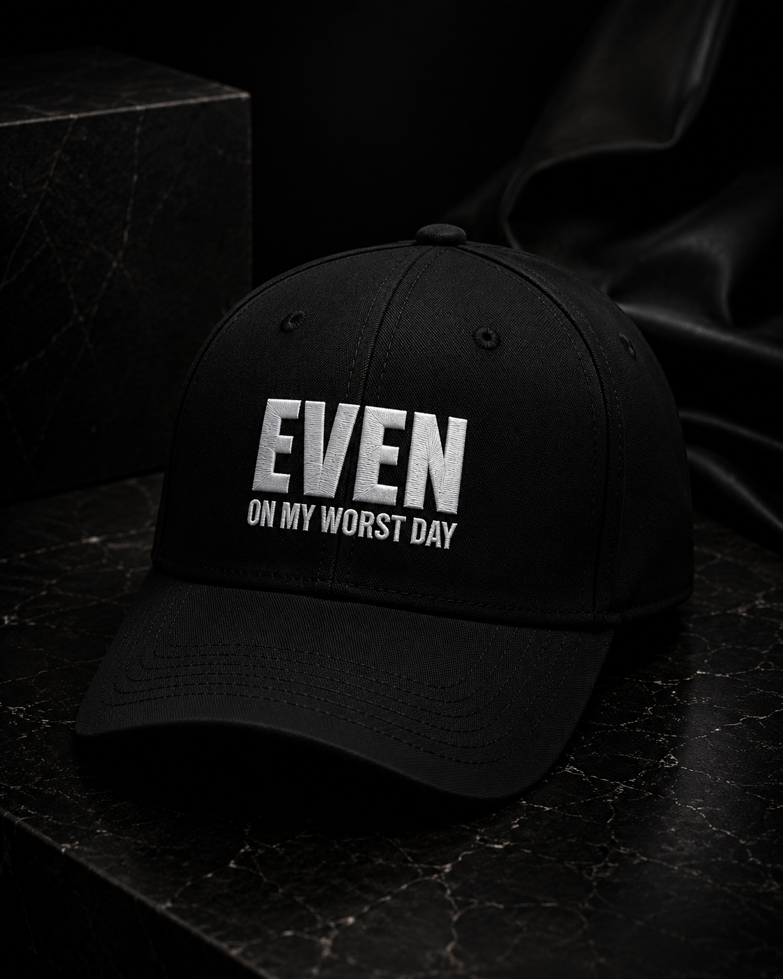 Even On My Worst Day Black Hat (White Logo) — front