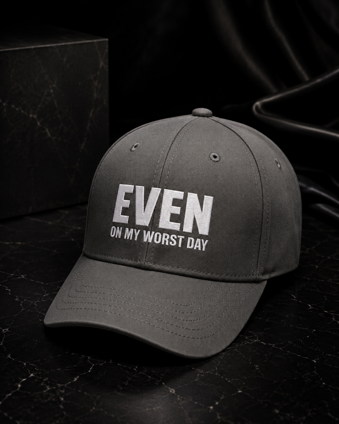Even On My Worst Day Gray Hat (White Logo) — front