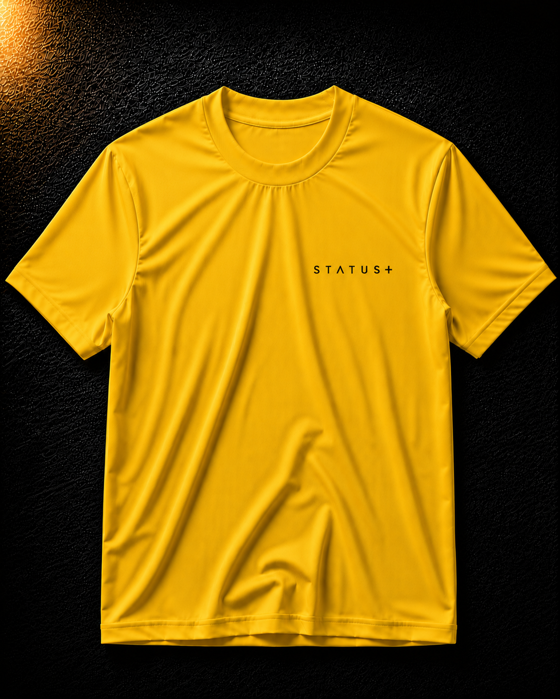 Status+ x E.O.M.W.D. Yellow T-Shirt — Black Logo — front