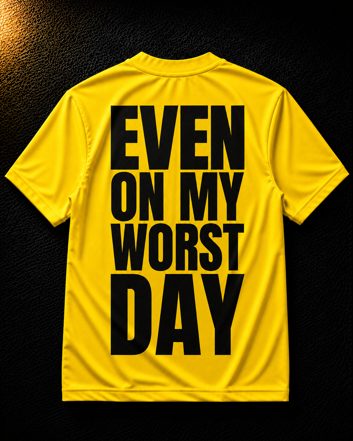 Status+ x E.O.M.W.D. Yellow T-Shirt — Black Logo — back