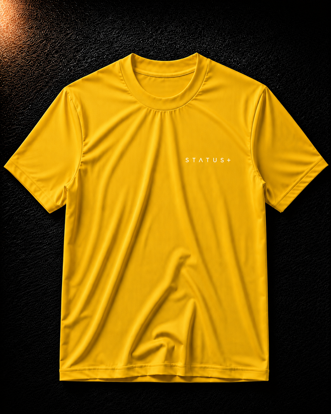 Status+ x E.O.M.W.D. Yellow T-Shirt — White Logo — front