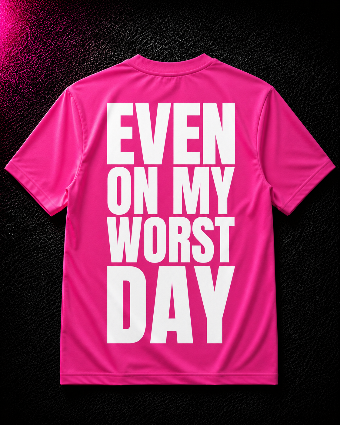 Status+ x E.O.M.W.D.  Pink  T-Shirt — White Logo — back