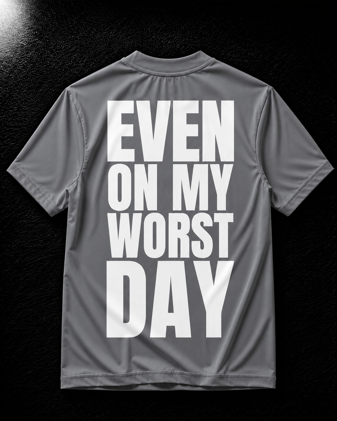 Status+ x E.O.M.W.D.  Gray T-Shirt — White Logo — back