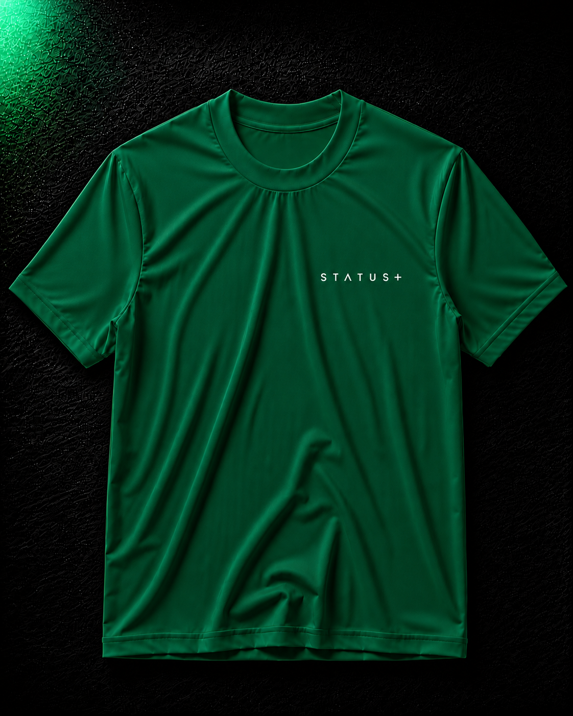 Status+ x E.O.M.W.D. Green T-Shirt — White Logo — front
