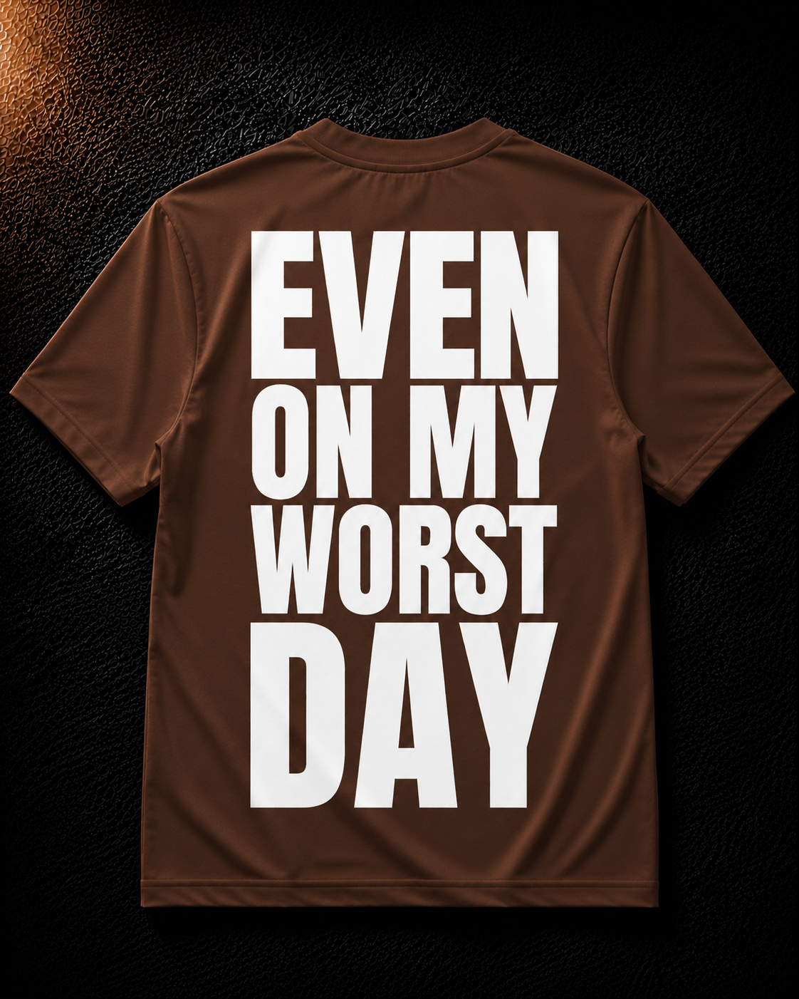 Status+ x E.O.M.W.D.  Brown T-Shirt — White Logo — back
