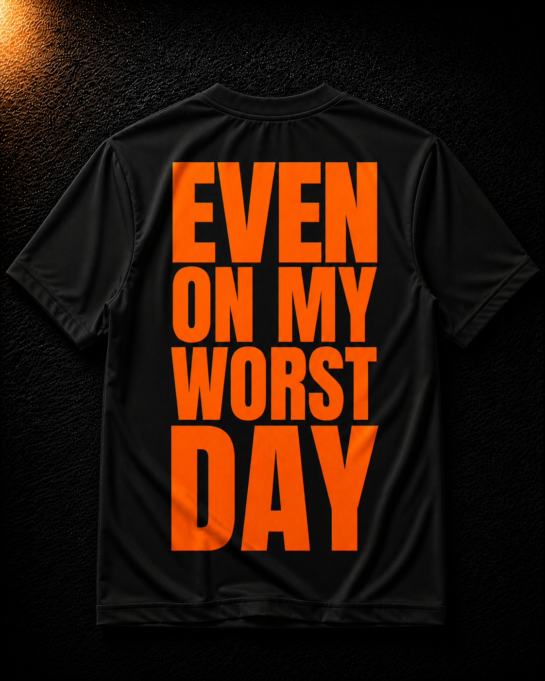 Status+ x E.O.M.W.D. Black T-Shirt — Orange Logo — back