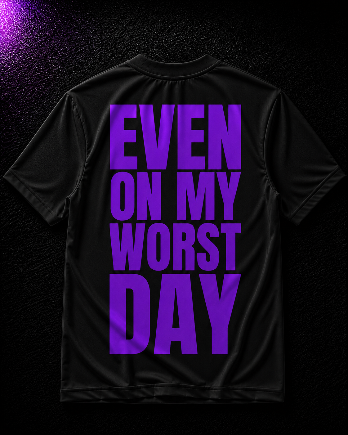 Status+ x E.O.M.W.D. Black T-Shirt — Purple Logo — back