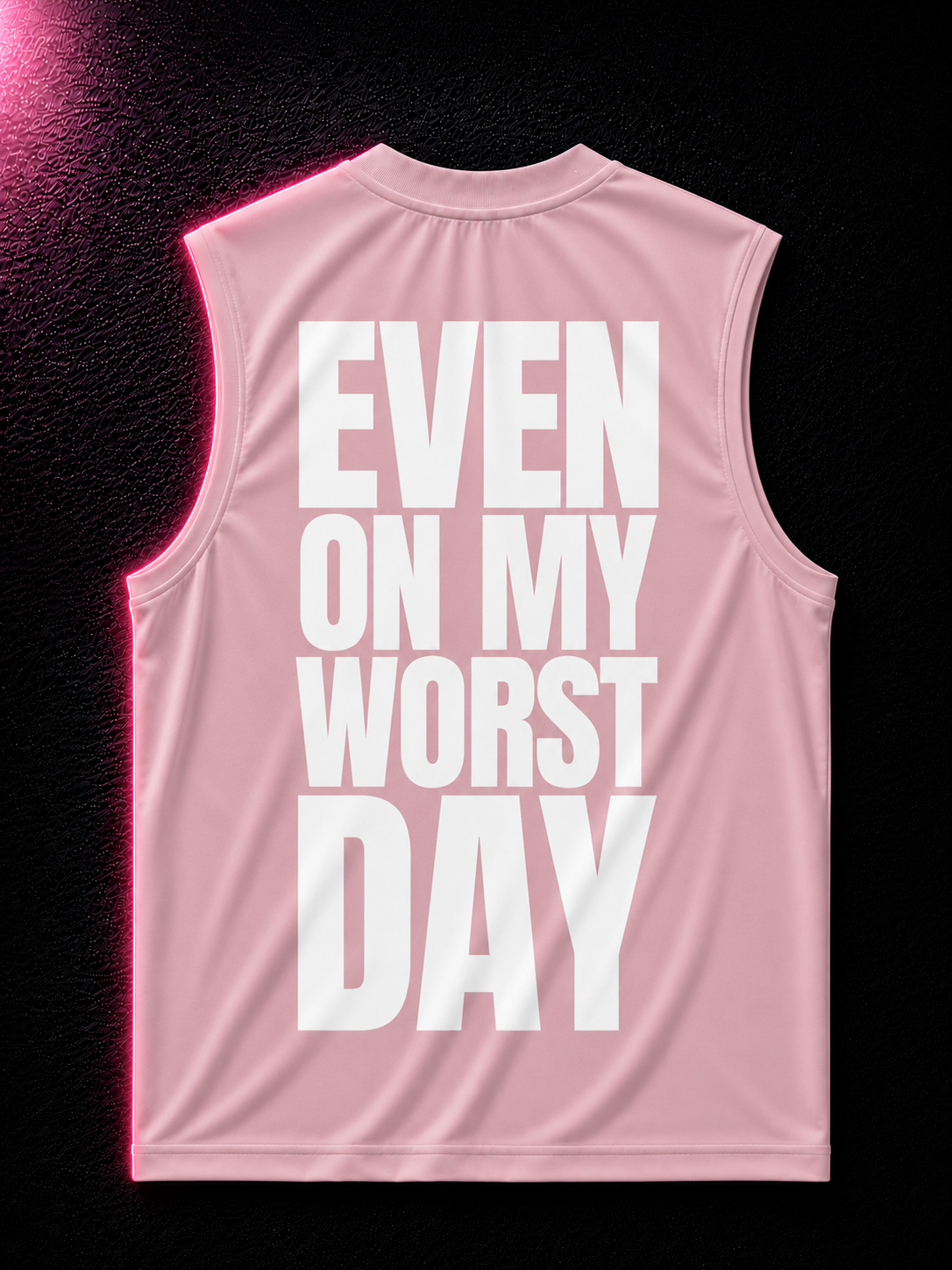Status+ x E.O.M.W.D.  Pink Sleeveless Shirt — White Logo — back