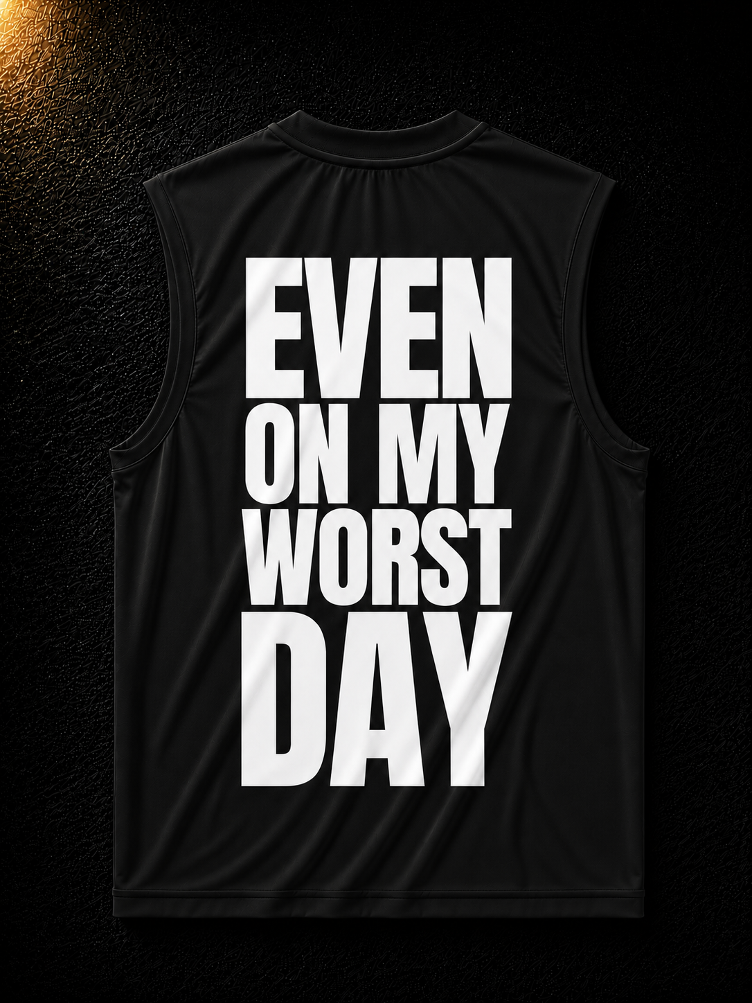 Status+ x E.O.M.W.D. Black Sleeveless Shirt — White Logo — back
