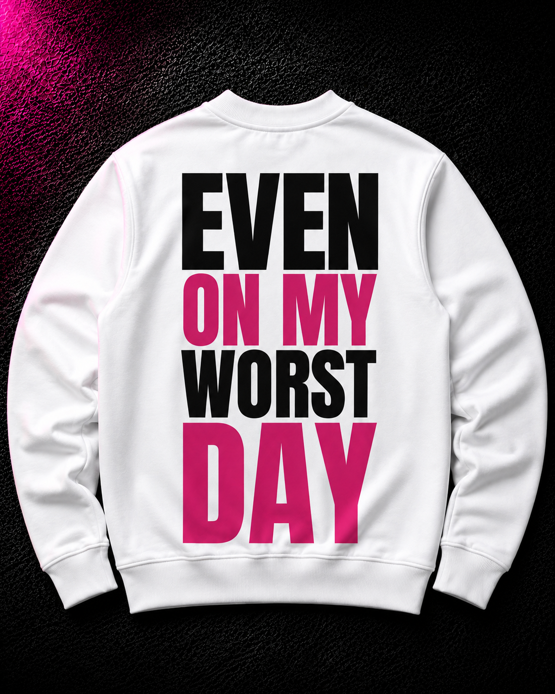 Status+ x E.O.M.W.D. White Sweatshirt  — Pink Logo — back