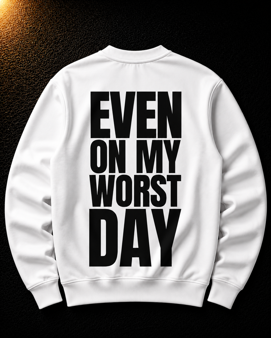 Status+ x E.O.M.W.D. White Sweatshirt  — Black Logo — back