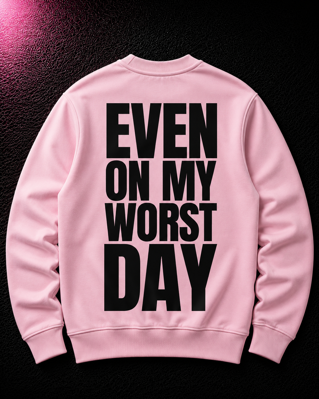 Status+ x E.O.M.W.D. Pink Sweatshirt  — Black Logo — back