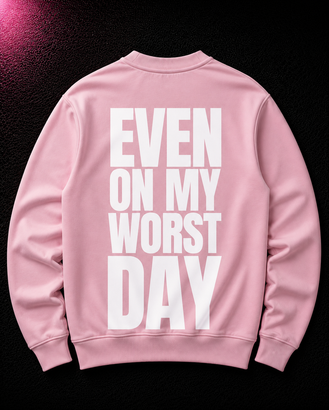 Status+ x E.O.M.W.D. Pink Sweatshirt  — White Logo — back