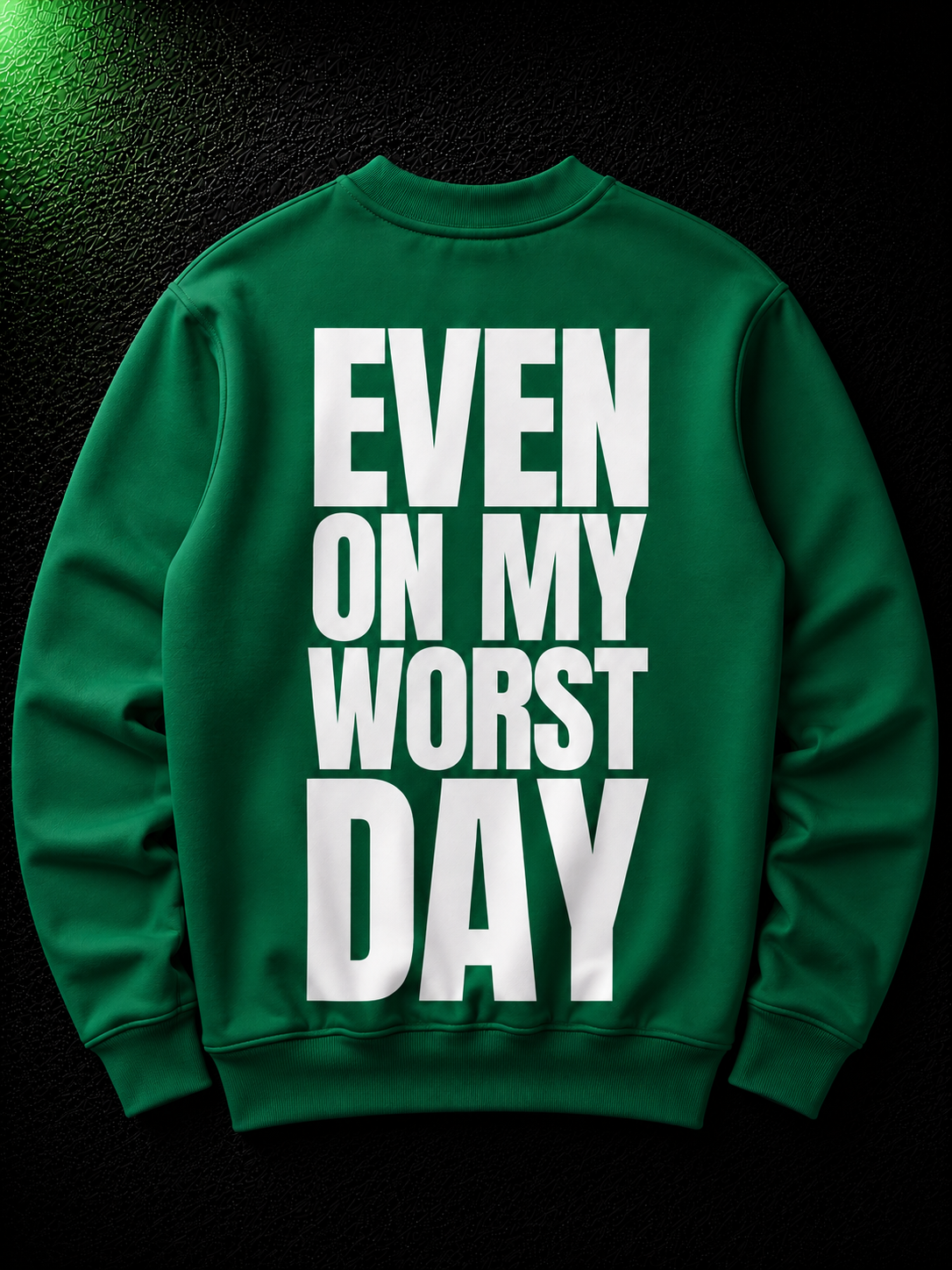Status+ x E.O.M.W.D. Green Sweatshirt  — White Logo — back