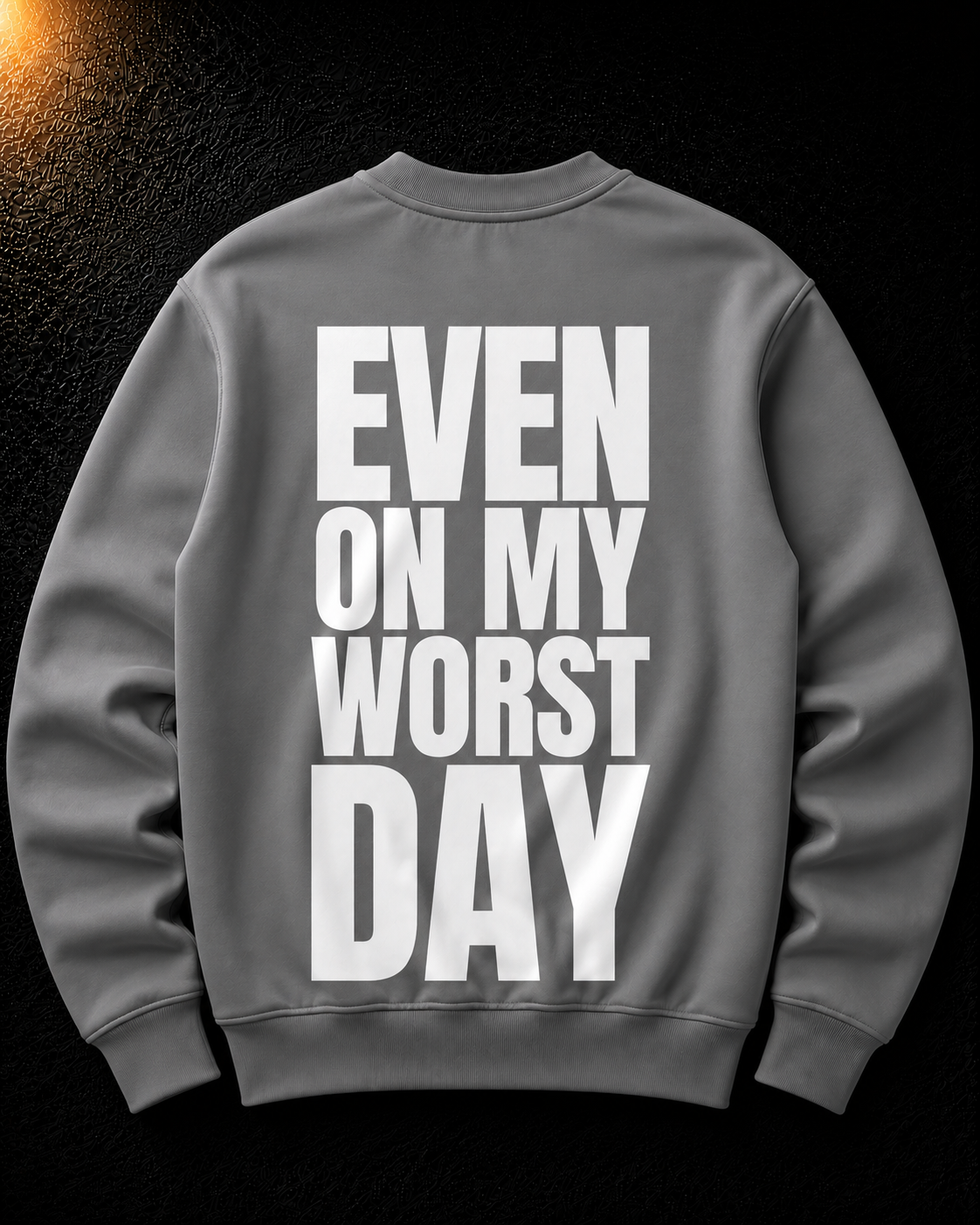 Status+ x E.O.M.W.D. Gray Sweatshirt  — White Logo — back